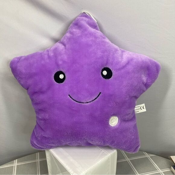 Purple Twinkle Star Shape Plush Pillow LED Night Light Glowing Stuffed Kids Gift - Picture 1 of 3